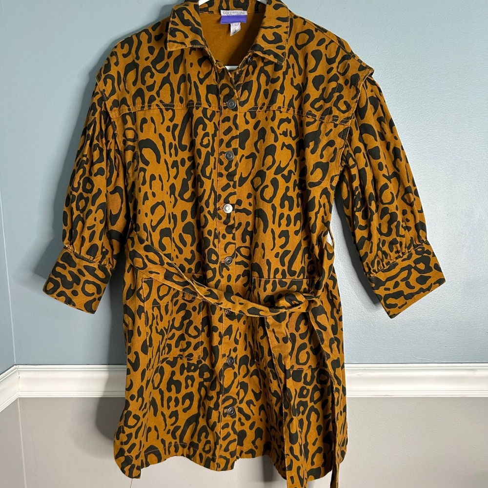 Future Collective‎ Kahlana Barfield Brown Leopard Print Utility dress Size 2